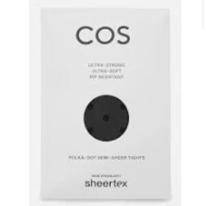 COS New Sheertex Polkadot Semi Sheer Black Rip Resistant Tights Size Medium